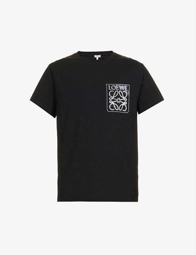 Shop Loewe Anagram Embroidered-plaque Relaxed-fit Cotton-jersey T-shirt In Black