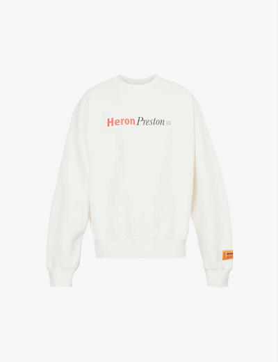 Shop Heron Preston Multi Heron Censored Graphic-print Relaxed-fit Cotton-jersey Sweatshirt In Neck White Mult