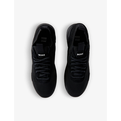 Shop Hugo Boss Woven Lace-up Running Trainers In Black