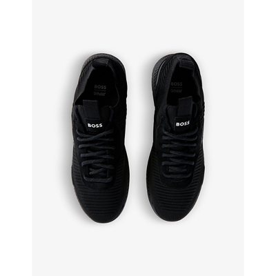 Hugo Boss Woven Lace-up Running Trainers In Black