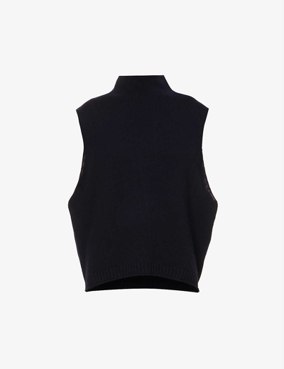 Shop Lisa Yang Tova High-neck Cashmere Vest In Navy