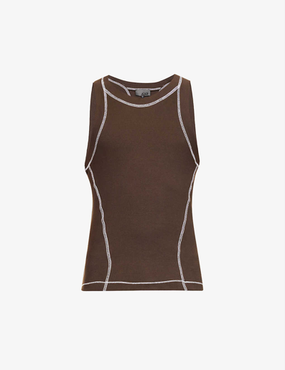 Shop Saul Nash Movement Fitted Stretch-cotton Top In Brown