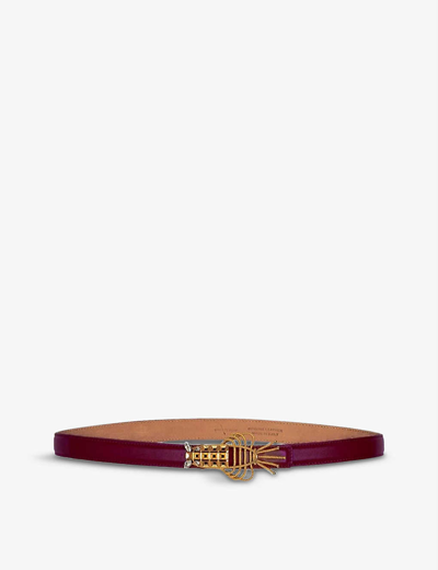 Shop La Maison Couture Sonia Petroff Lobster 24ct Yellow Gold-plated Brass And Swarovski Leather Belt In Purple