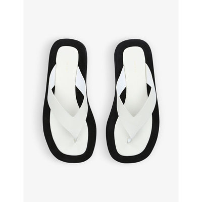 Shop The Row Ginza Leather Platform Sandals In White/blk