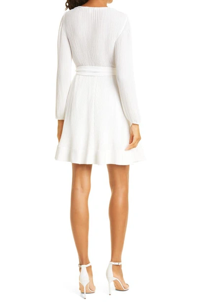Shop Milly Liv Pleated Long Sleeve Dress In White