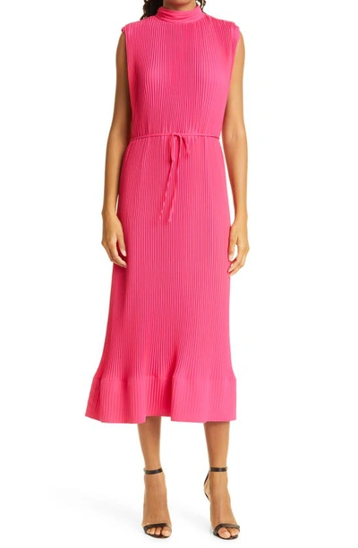 Shop Milly Milina Micropleat Sleeveless Dress In  Pink