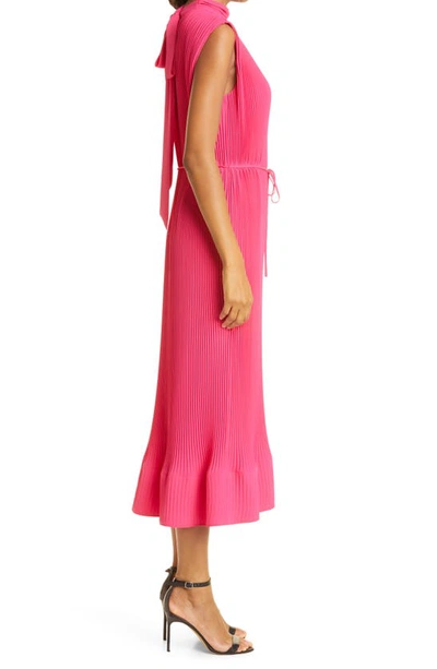 Shop Milly Milina Micropleat Sleeveless Dress In  Pink