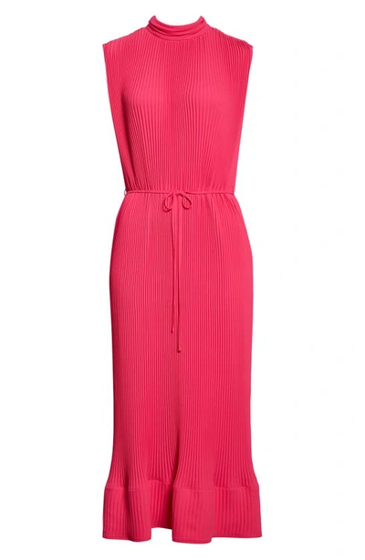 Shop Milly Milina Micropleat Sleeveless Dress In  Pink