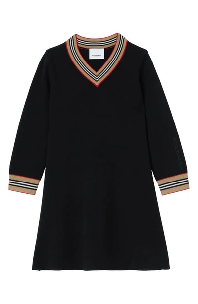 Shop Burberry Kids' Ginny Long Sleeve Wool Blend Sweater Dress In Black