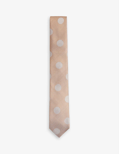 Shop Ted Baker Mens Camel Polkar Polka-dot Silk Tie