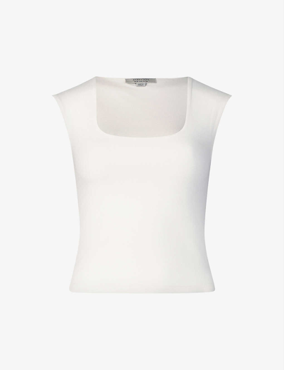 Shop Allsaints Womens Chalk White Tamie Stretch-woven Vest Top