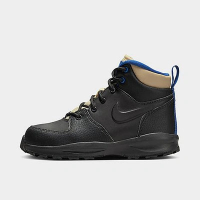 Shop Nike Boys' Little Kids' Manoa Leather Boots In Black/black/sesame/game Royal