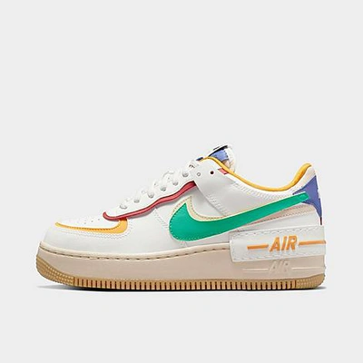 Shop Nike Women's Air Force 1 Shadow Casual Shoes Size 10.0 Leather In Summit White/neptune Green/yellow Ochre