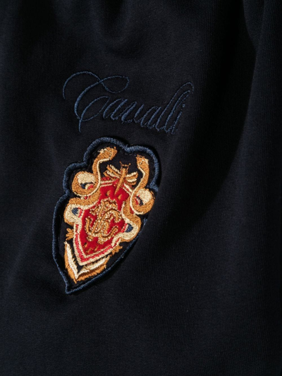 Shop Roberto Cavalli Junior Logo-patch Track Trousers In Blue