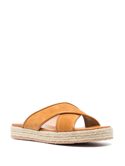 Gianvito Rossi Leather-trimmed Suede Espadrille Sandals In Neutrals