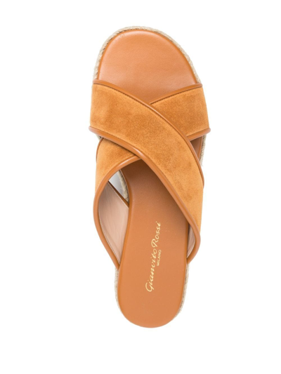Gianvito Rossi Leather-trimmed Suede Espadrille Sandals In Neutrals