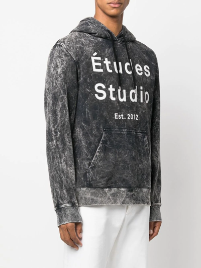 Shop Etudes Studio Klein Logo-print Bleached Hoodie In Black