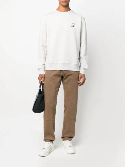 Shop Etudes Studio Embroidered-logo Sweatshirt In Grey