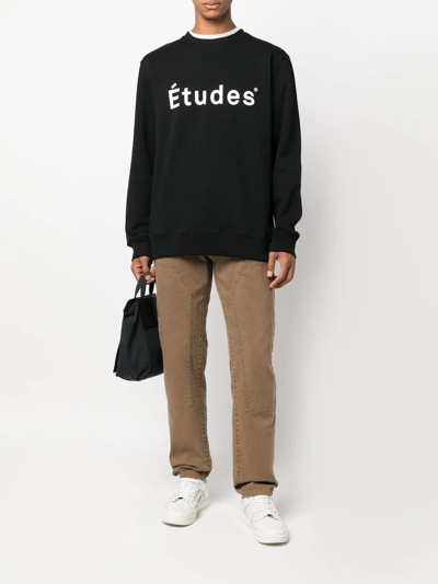 Shop Etudes Studio Logo-print Organic-cotton Sweatshirt In Black