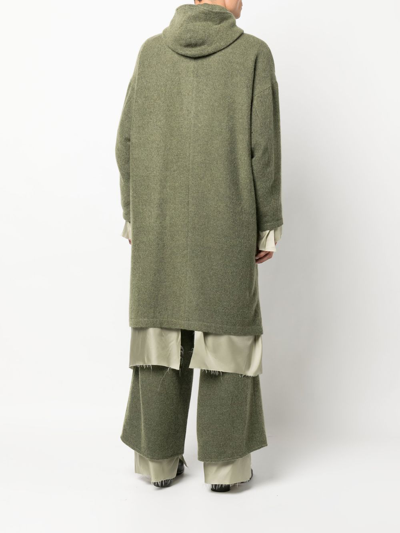 Sulvam Green Deconstructed Single-breasted Wool Coat In Green