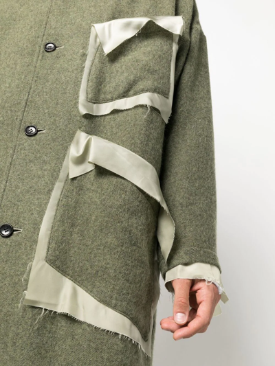 Shop Sulvam Deconstructed Single-breasted Coat In Green