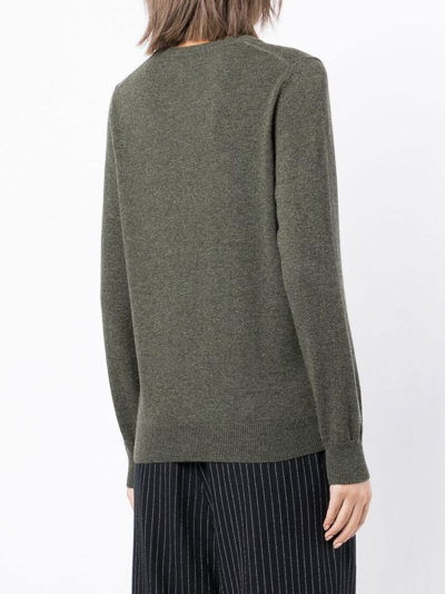 Shop N•peal Round-neck Cashmere Cardigan In Green