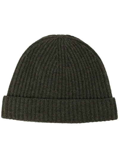 N•peal Ribbed-knit Beanie In Green