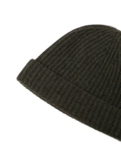 N•peal Ribbed-knit Beanie In Green