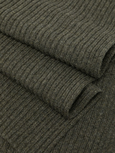 N•peal Ribbed-knit Organic-cashmere Scarf In Green
