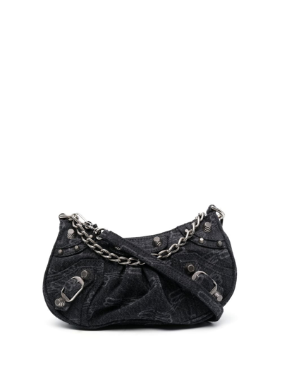 Balenciaga Mini Denim Monogram Le Cagole Bag In Black | ModeSens