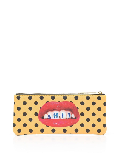 Shop Seletti Graphic-print Pouch Set In Yellow