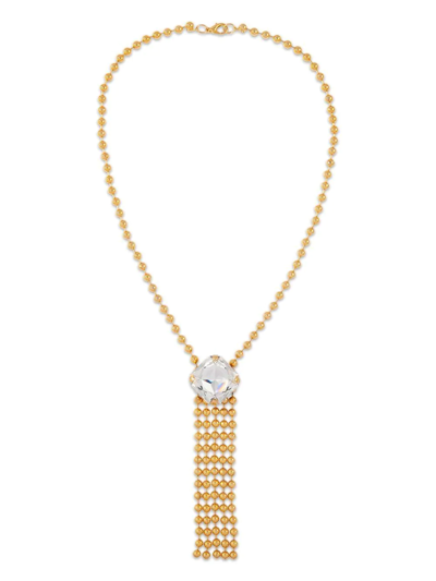 Pre-owned Susan Caplan Vintage 1990s Chain Tassel Swarovski Necklace In Gold