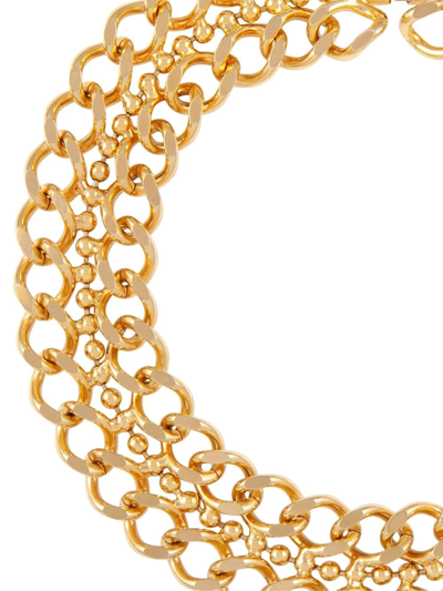 Pre-owned Susan Caplan Vintage 1980s Triple Chain Necklace In Gold