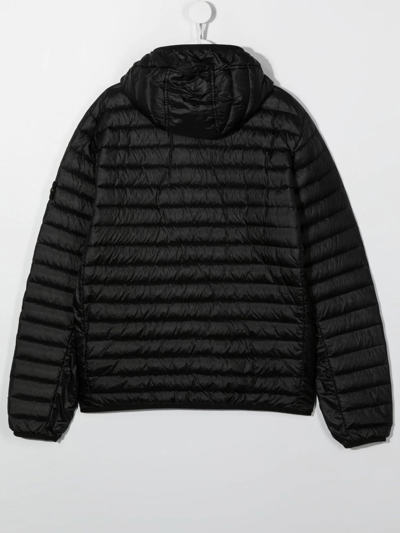 Stone Island Logo-patch Hooded Puffer Jacket In Black