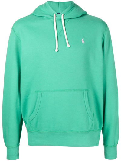 Shop Polo Ralph Lauren Garment-dyed Fleece Hoodie In Green