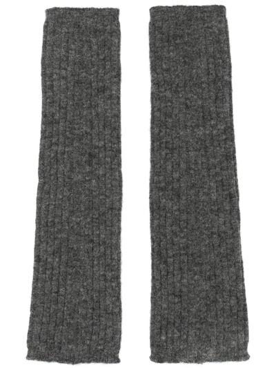 Shop Gentry Portofino Ribbed-knit Long Sleeves In Grey