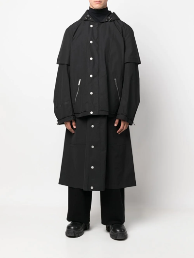 44 Label Group Single-breasted Trench Coat In Black