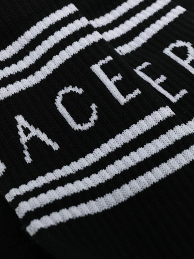 Shop Versace Logo Embroidered Socks In Black