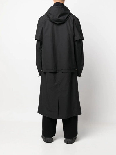 44 Label Group Single-breasted Trench Coat In Black
