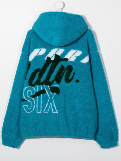Shop Dsquared2 Hooded Fleece-textured Jacket In Blue