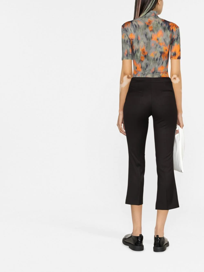 Blanca Vita Portula Pintuck-detail Cropped Trousers In Black
