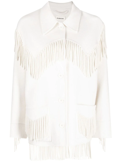 P.a.r.o.s.h Leak Frayed-trim Oversize Coat In Neutrals
