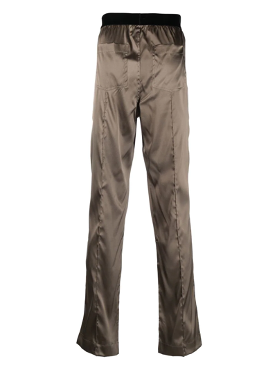 Tom Ford Logo-waist Silk Pajama Bottoms In Green