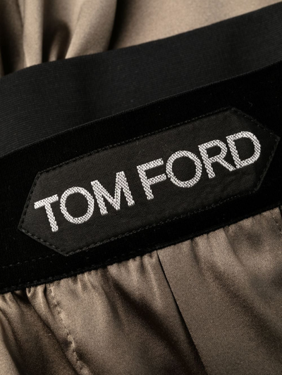 Shop Tom Ford Logo-waist Silk Pajama Bottoms In Green