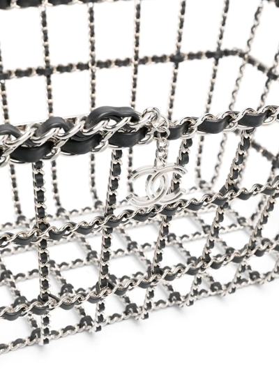 Pre-owned Chanel 2014 Xxl Shopping Basket Bag In Silver