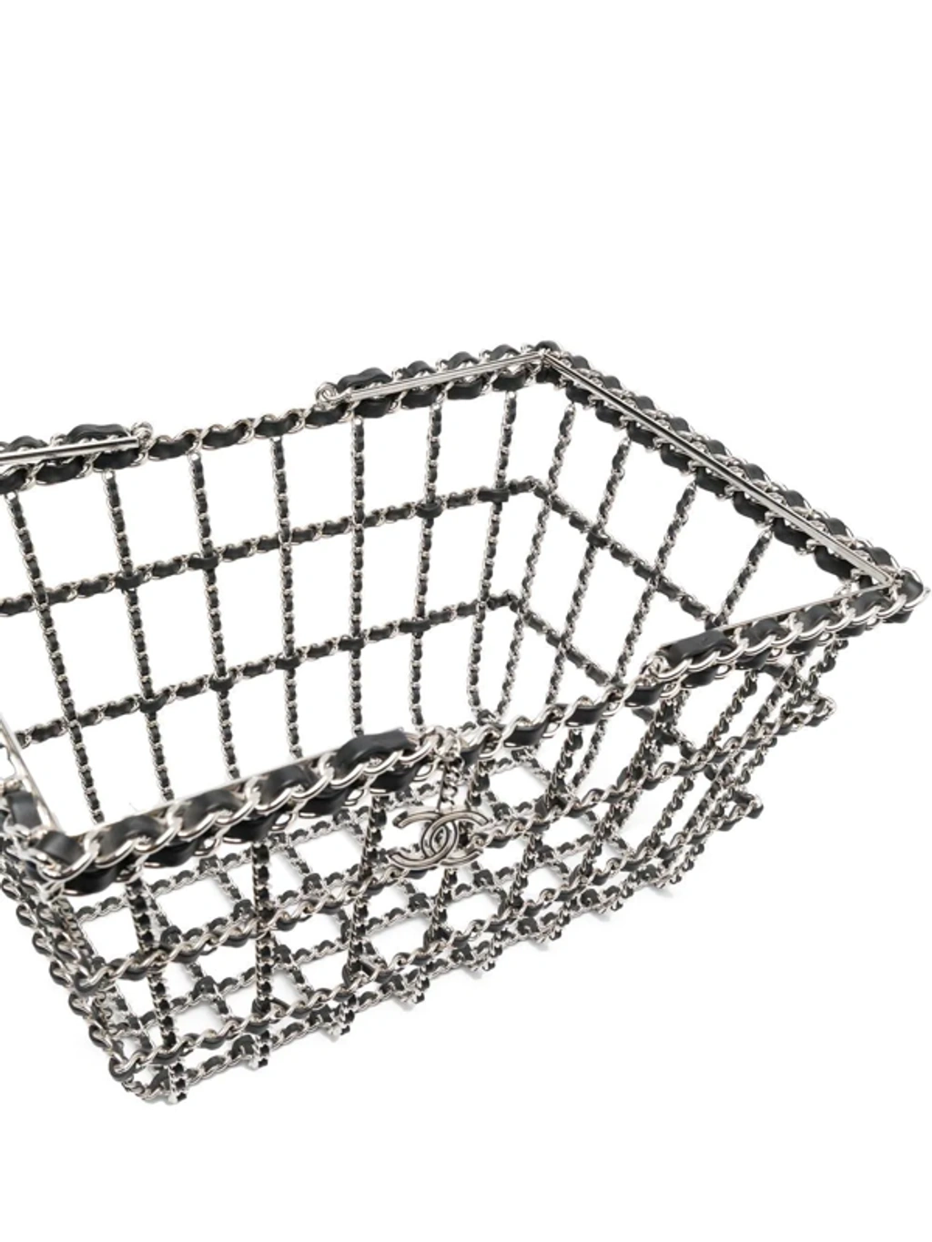 Pre-owned Chanel 2014 Xxl Shopping Basket Bag In Silver | ModeSens