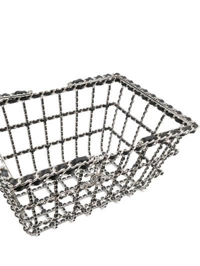Pre-owned Chanel 2014 Xxl Shopping Basket Bag In Silver