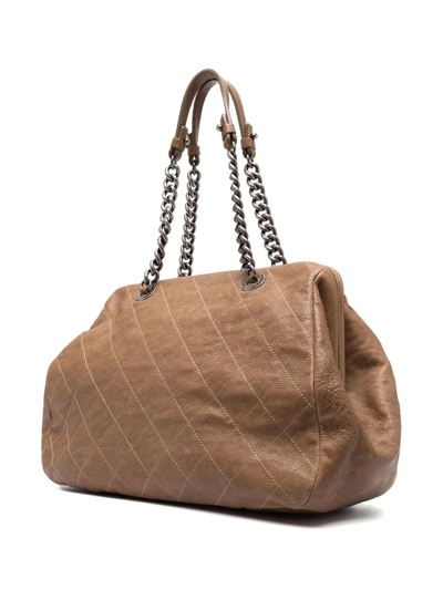 Pre-owned Chanel 2011 Cc Diamond-quilted Tote Bag In Brown