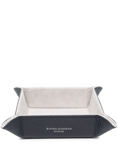 Shop Aspinal Of London Tidy Leather Tray In Blue