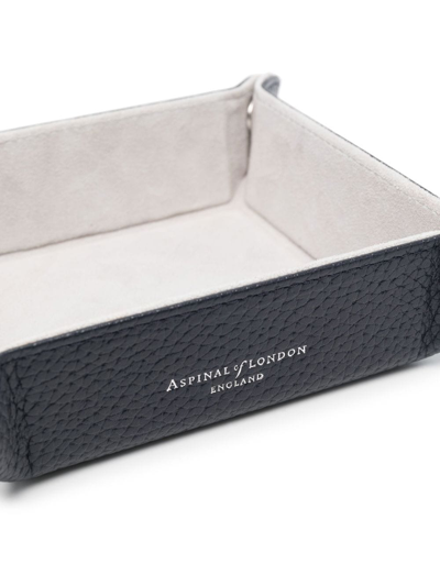 Shop Aspinal Of London Tidy Leather Tray In Blue